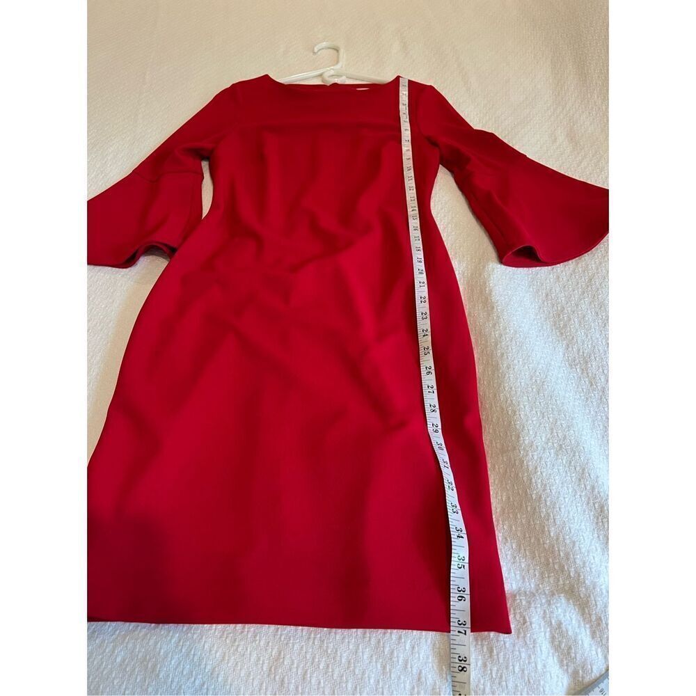 Calvin Klein sheath dress with red bell ruffle sleeves size 6 - Picture 6 of 12